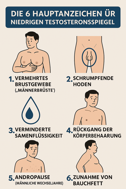 Es gibt sechs Hauptanzeichen dafür, dass du einen niedrigen Testosteronspiegel hast.